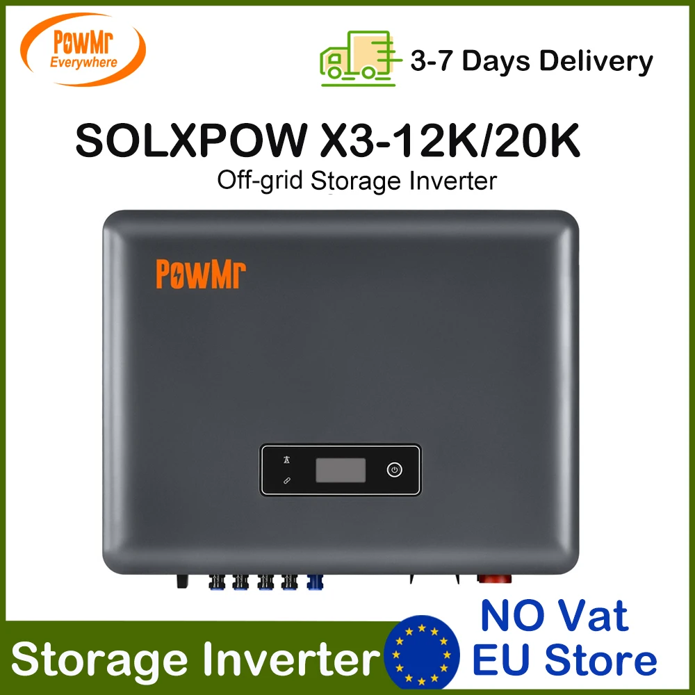 PowMr 20KW 12KW Hybrid Storage Inverter IP65 135-750Vdc To 220/380/400Vac Max AC Charge 40A Off-Grid Inversor Support BMS CAN