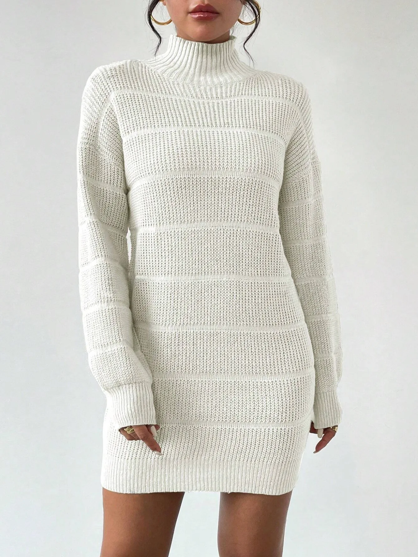 Half Turtleneck Knitted Dress Women's Fashionable Solid Color Versatile Sexy Hip-hugging Skirt