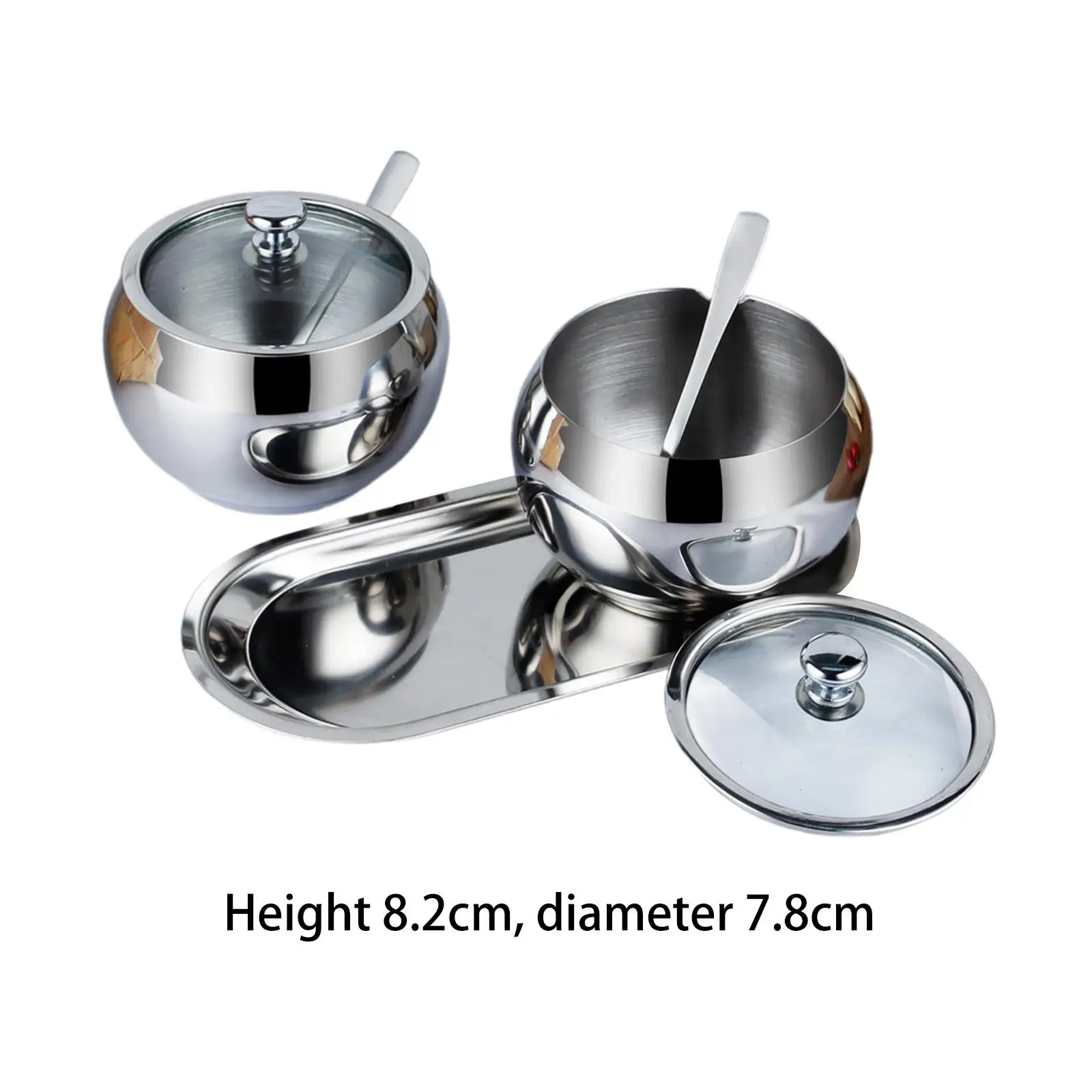 Metal Spice Jars Sugar Bowls Stainless Steel Set Condiment Container for Salt Buffets Kitchen Counter Restaurants Coffee Bar