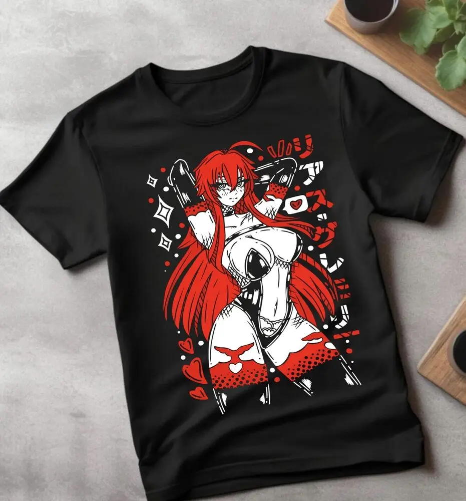 Rias Gremorye T-Shirt High School DxD Rias Gremory Aesthetic Sexy Waifu Shirt High Quality 100%Cotton Short Sleeve