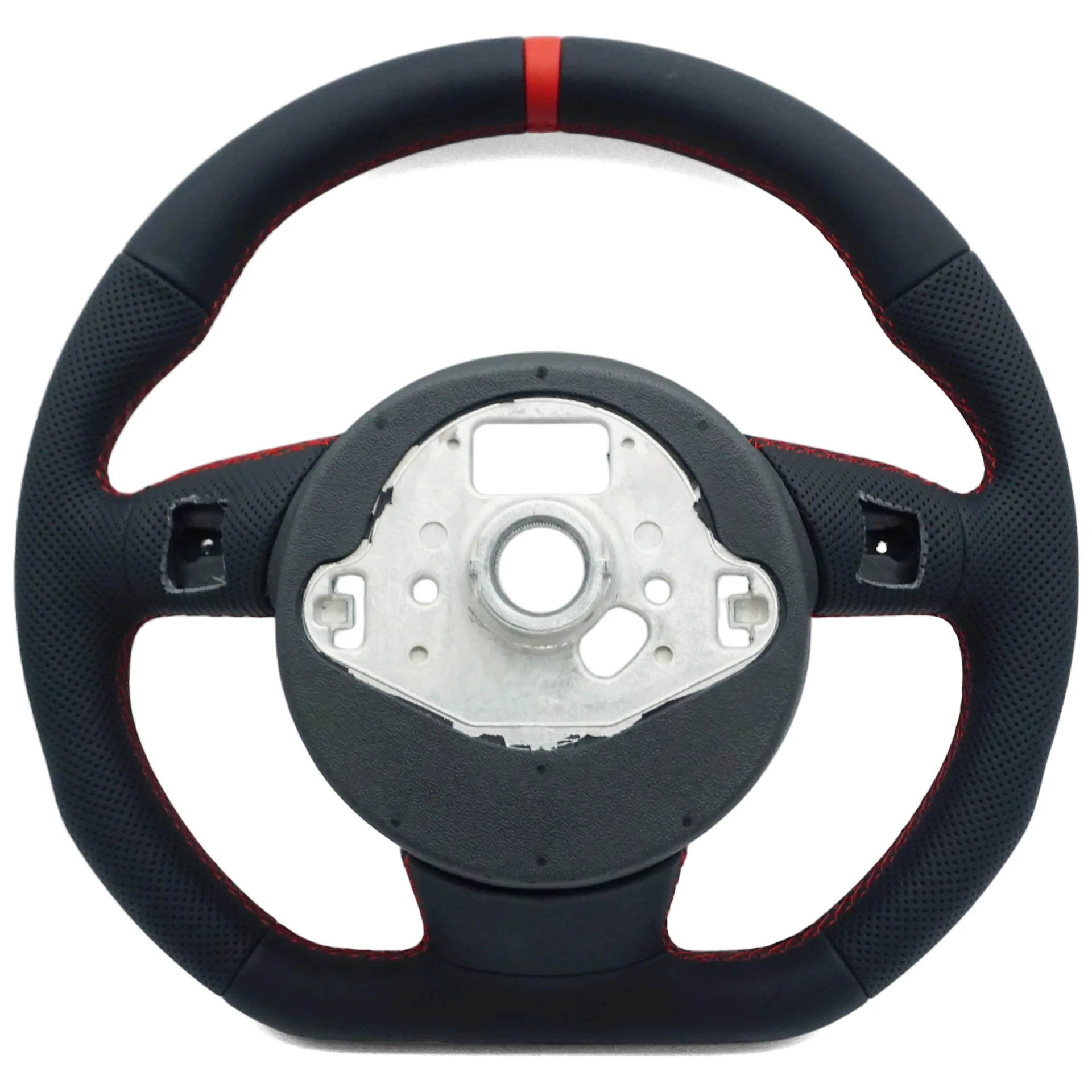 Suitable for Audi A4B8Sline standard semi-punched red line red return positive label paddle-less steering wheel bottom