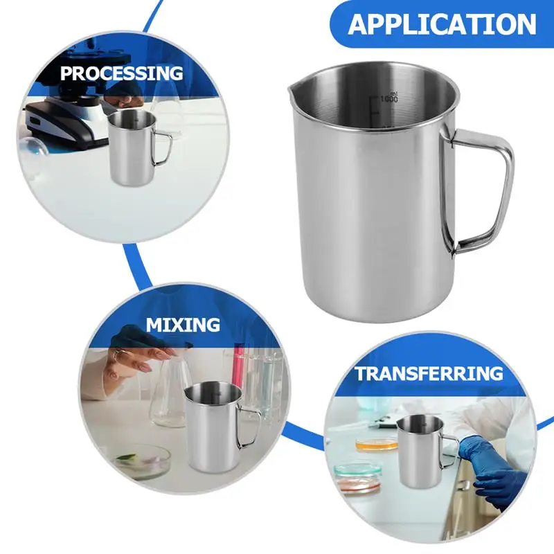 Imagem -04 - Copos de Medição de Copo de Laboratório Escolar 1000ml Aço Inoxidável