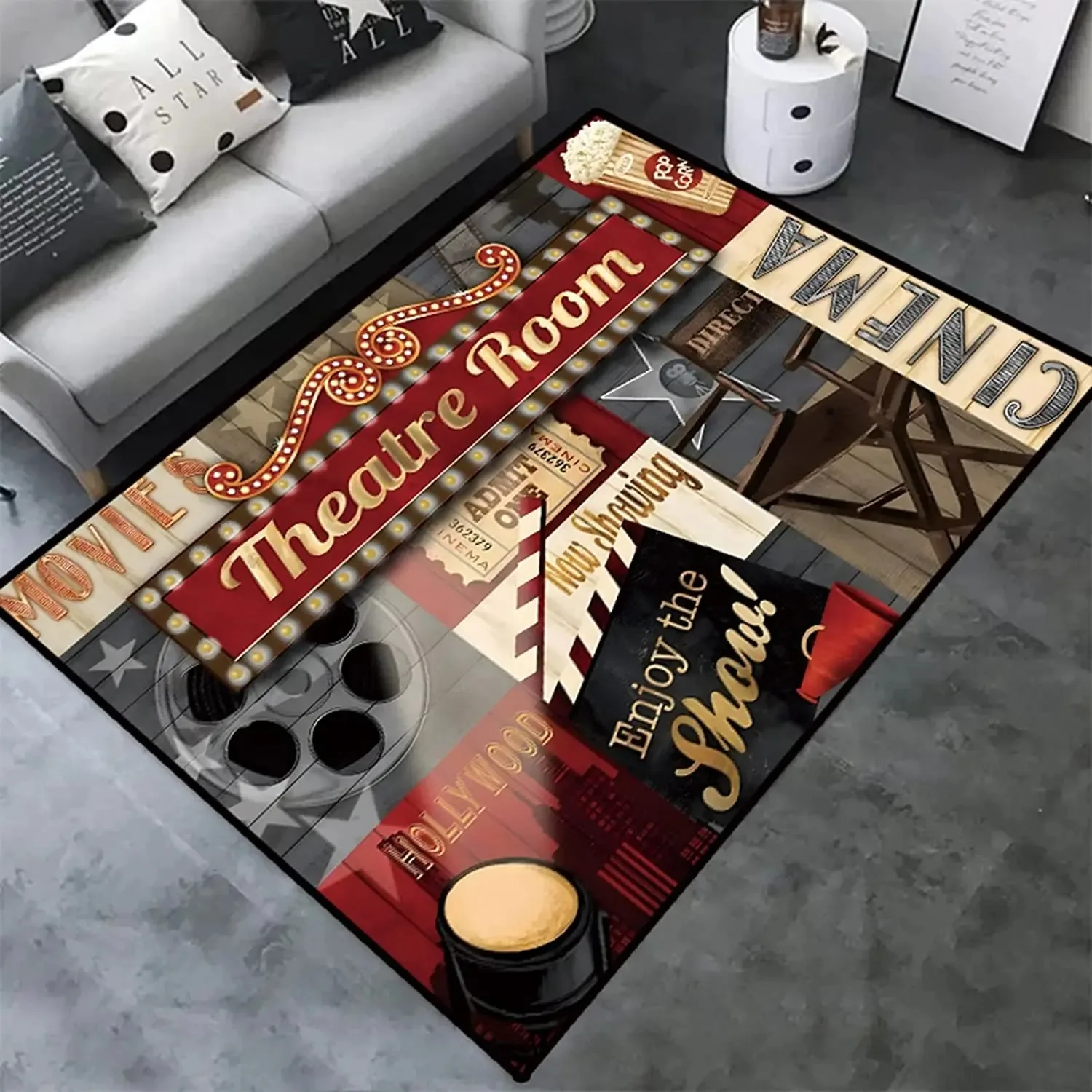 Vintage Projector Theme Movie Night Clapperboard Retro Cinema Atmosphere Table Cinema Rug Kitchen Door Kids Birthday gift