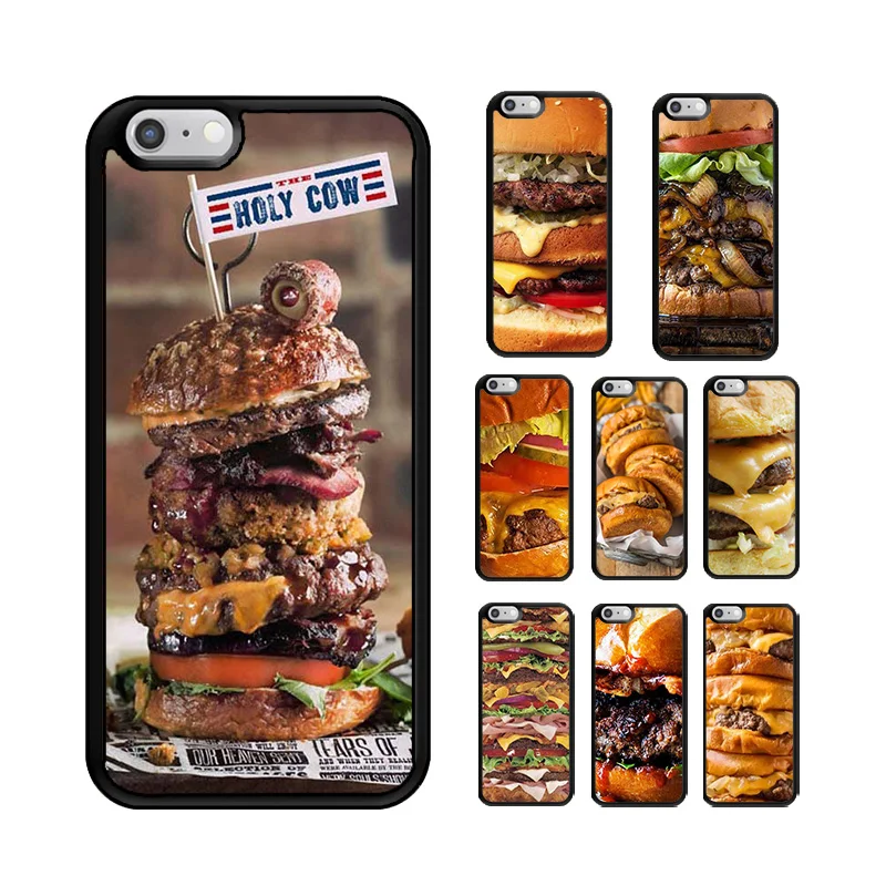 Phone Cover Case for iPhone 6 6S 7 8 PLUS X XS XR 11 12 13 MINI 14 15 PRO MAX Rubber Silicone Funny Pizza Food Burger