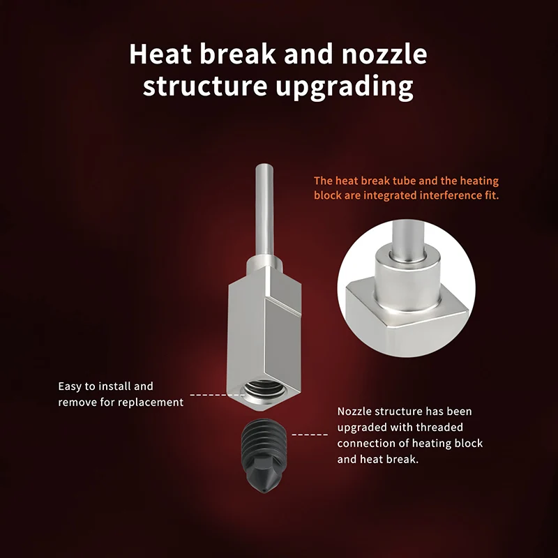 500C Bamboo Lab Upgraded Hotend Plated Copper Heater Block, Hardened Steel Nozzle F/ Bamboo X1 Carbon X1-Carbon Combo 3D Printer