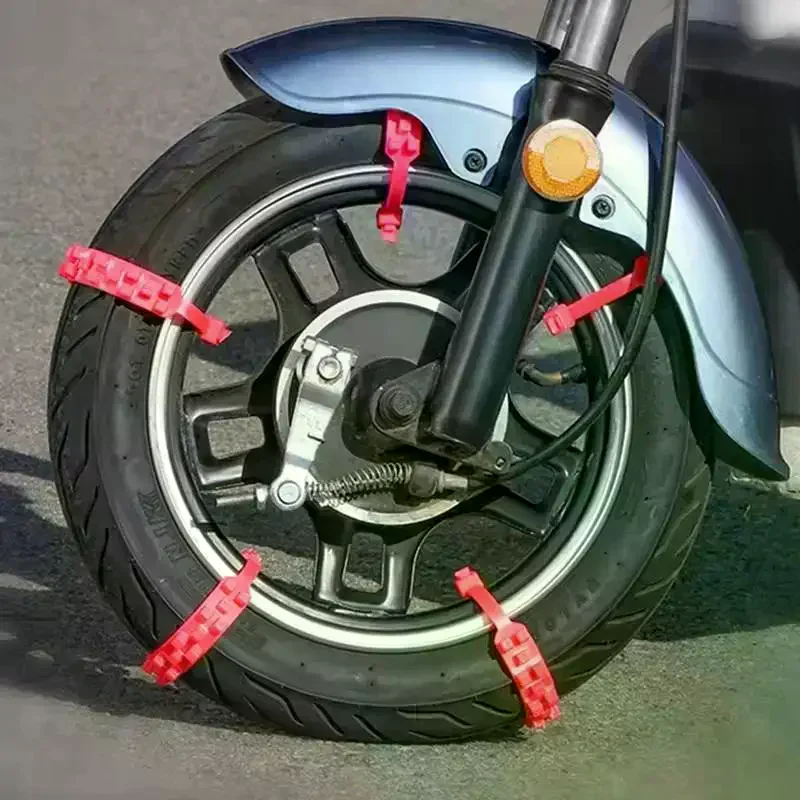 10pcs Universal Anti-skid Chain For Motorcycle Bicycle Tire Wheel Tie Outdoor Emergency Tire Snow Chain Accessories Winter