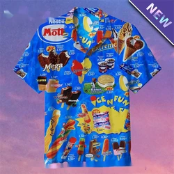 Hawaiian Shirt Ice Cream Printed Shirts For Men Women 90 Clothes Cool Short Sleeved Top Summer Streetwear Trendy Beach Clothing