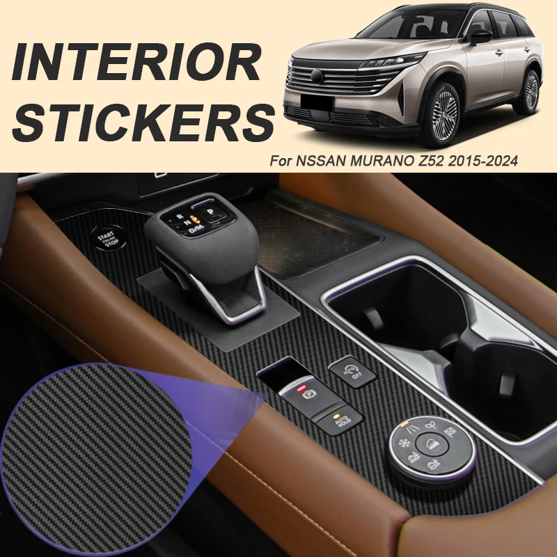 

For Nissan Pathfinder Z53 2024-Present Car Carbon Black Interior Sticker Lifting Window Panel Decal Gear Door Protective Film