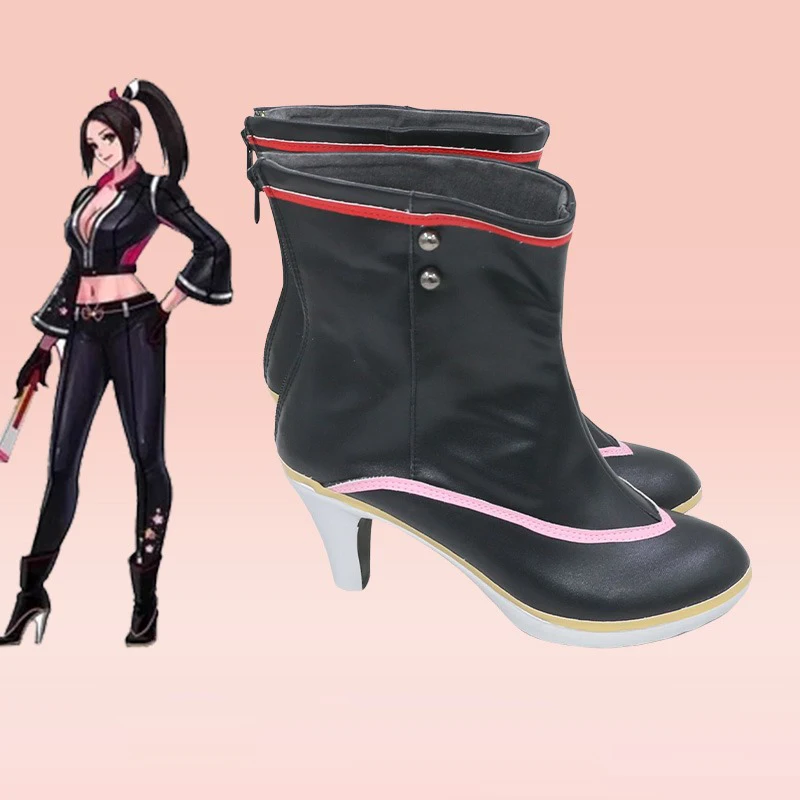 Zapatos de Cosplay Mai Shiranui, accesorios de Anime, accesorios de Cosplay, zapatos de cuero PU, botas de Carnaval de Halloween hechas a medida