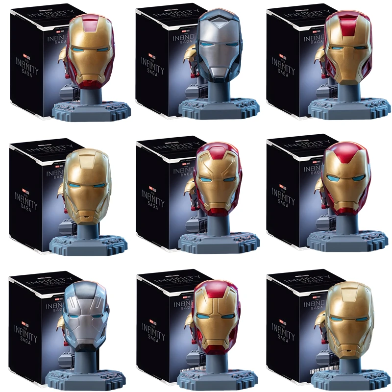 MORSTORM 9 peças Capacete do Homem de Ferro 6,5 CM MK7 MK15 MK16 MK21 MK46 MK85 MK42 Tony Stark Capacete Montável que Abre Figura de Ação Brinquedo