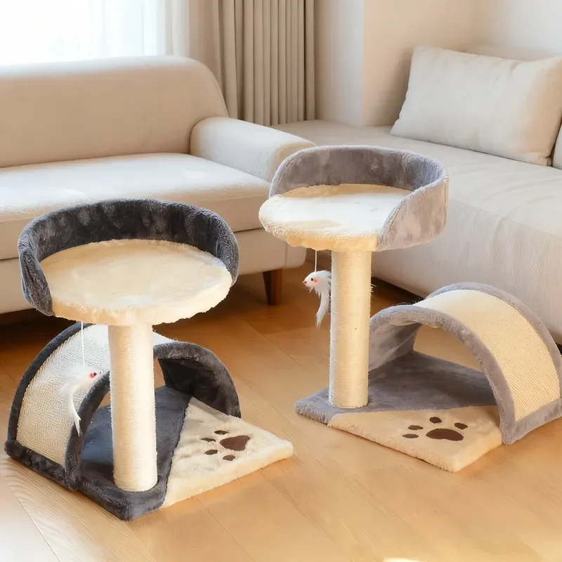 Luxury Modern Eco-friendly Small Area One-Piece Cat Tree Tower Wear-Resistant Sisal Scratching Board Nest Jumping Platform