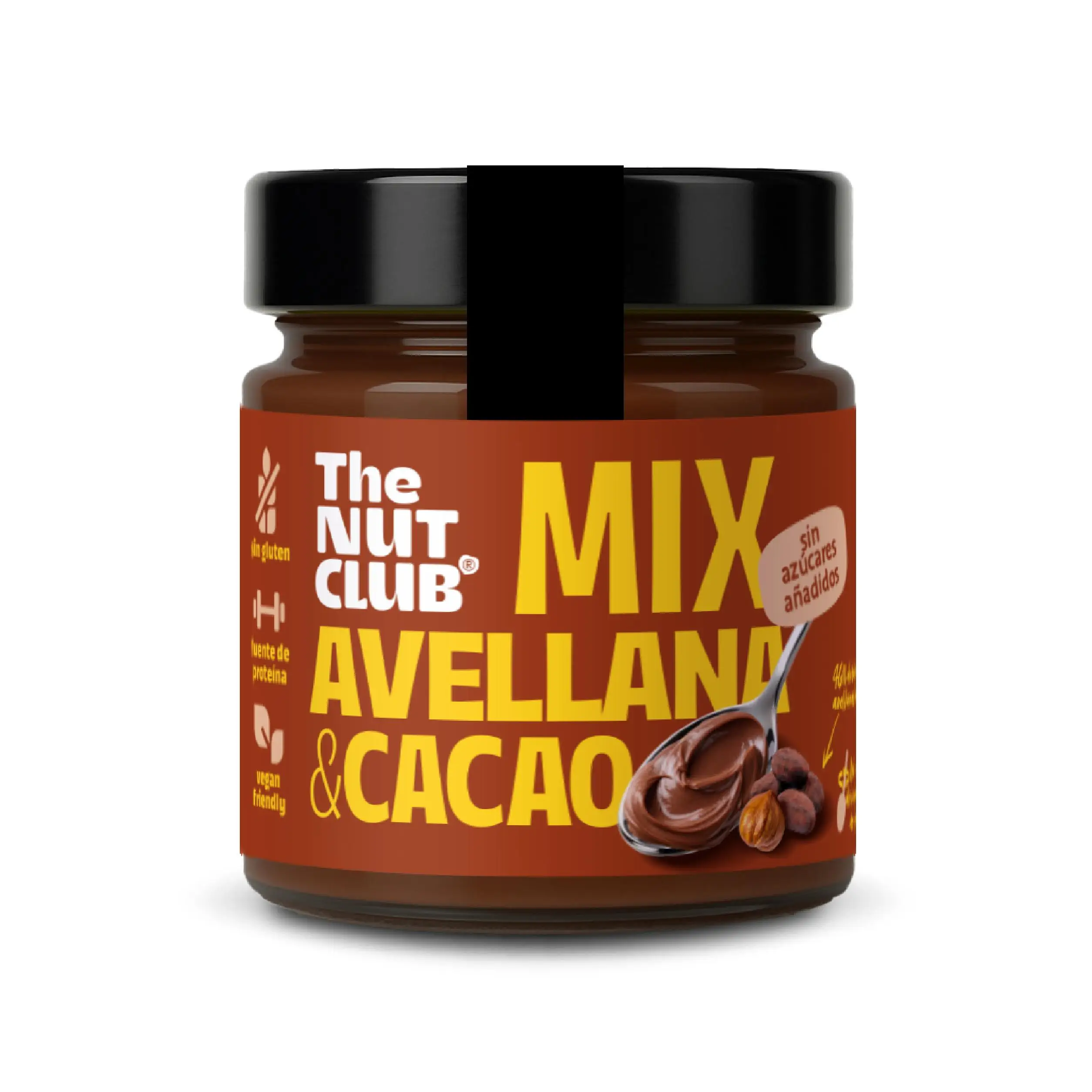 Crema de avellanas y cacao, sin gluten, alto contenido de fibra, vegana, sin azúcares añadidos. 200g  The Nut Club