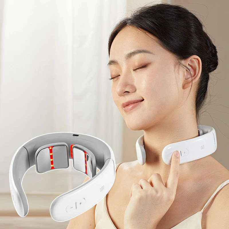 

health care shiatsu portable mini wireless heating electronic smart tens pulse neck massager