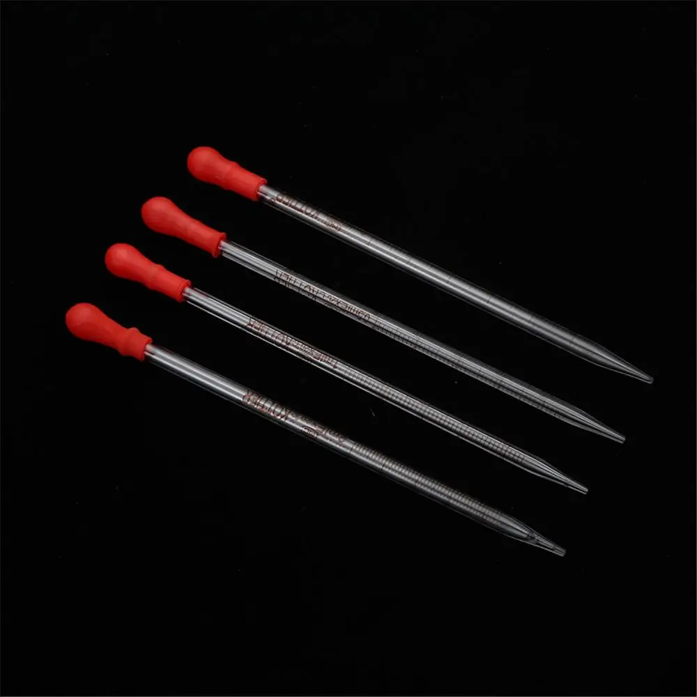 1/5pcs Rubber Head Glass Dropper Glass Pipette Lab Chemistry Dropper Pipet With Scale Line Red&Transparent