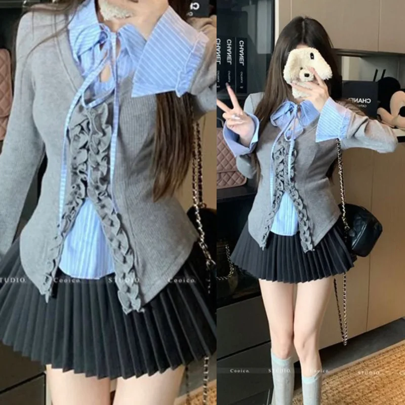 Топ из двух частей с искусственным кружевом и грибком