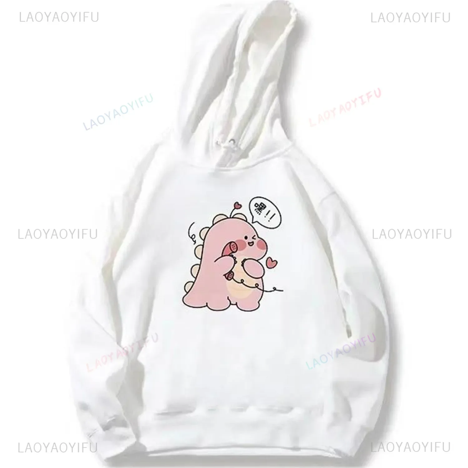 Sweatshirt dinosaurus pasangan lucu, atasan kartun Korea Punk wanita, Hoody lengan panjang anak perempuan hangat musim gugur