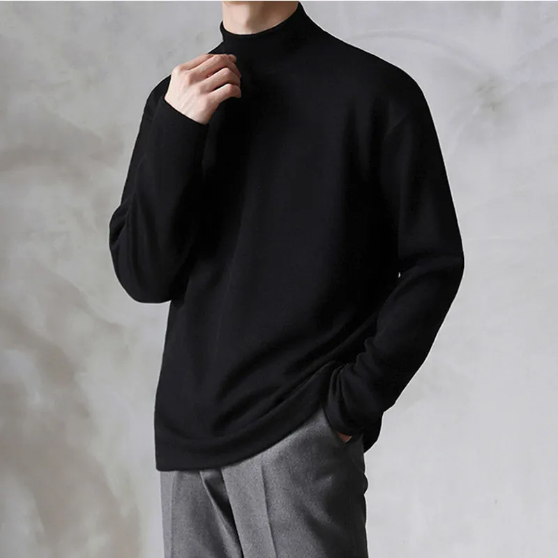 

Yasuk 2023 Casual Plu Turtlene Knitwear Long Sve round Ne Spring Autumn Winter Men's Faion Vitali Sle Overhead