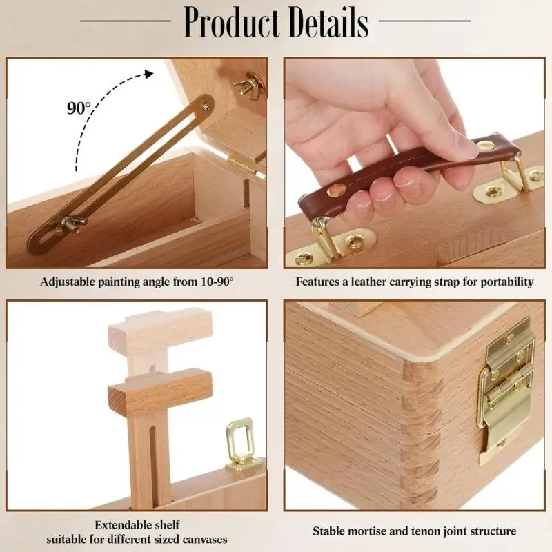 31BA Wooden Desktop for Painting and Sketch Work, Desk Art Stand for Dorm Desk Display Use, Student Drawing, and Indoor Art