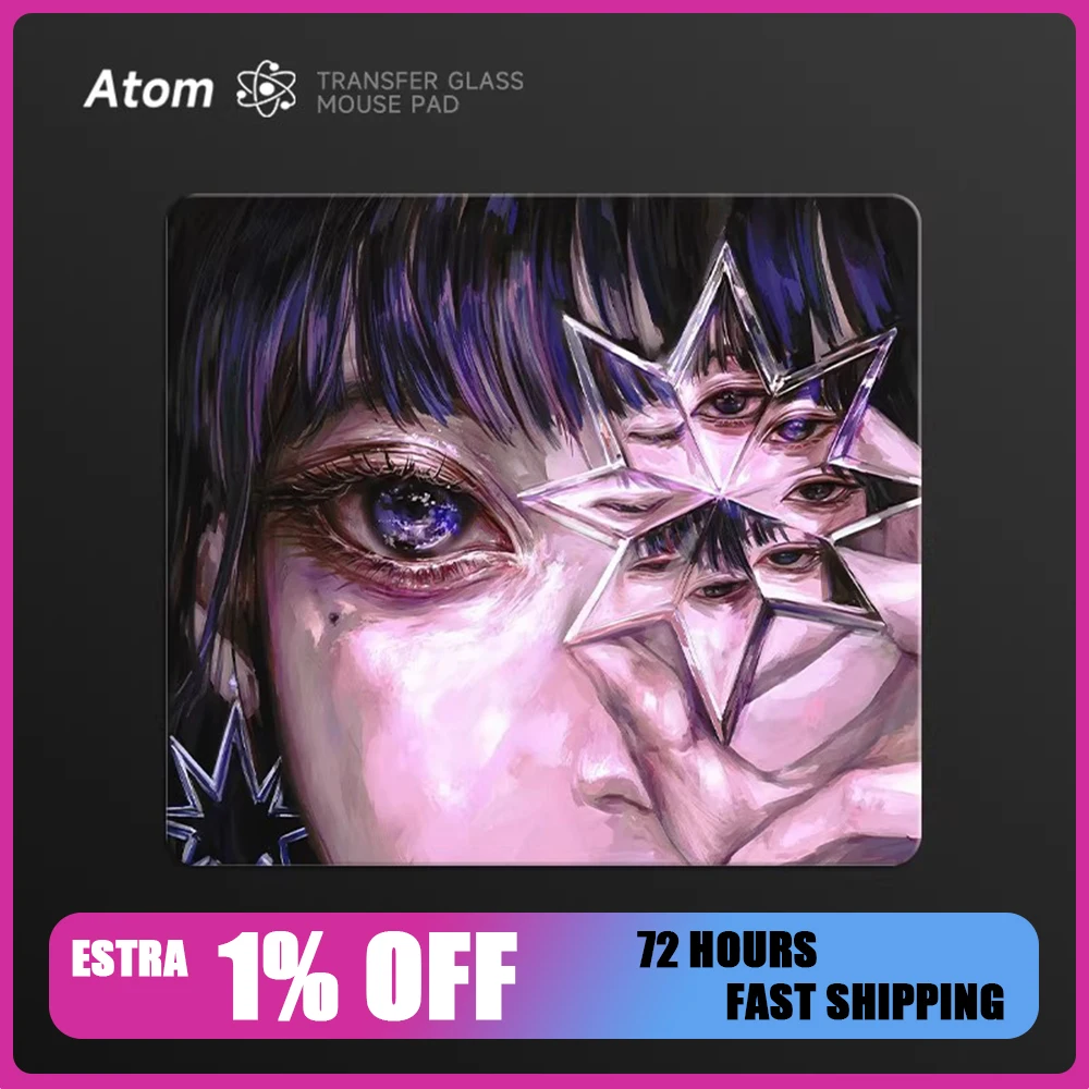 

ATOM TRANSFER Glass Mousepad FPS Smooth and Speed Mouse Pad Dirt-resistant and Durable Coated Surface For TTK APEX CSGO PC Gamer