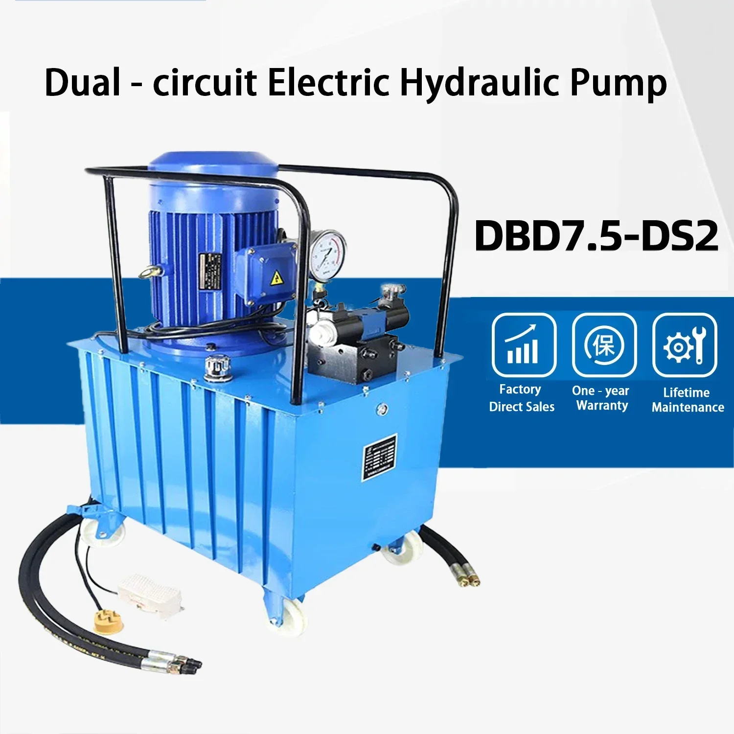 6.2/30L/min Electric Hydraulic Electric Pump Double-circuit Portable High Pressure Oil Pump Station 7500W 70/100MPa 380V
