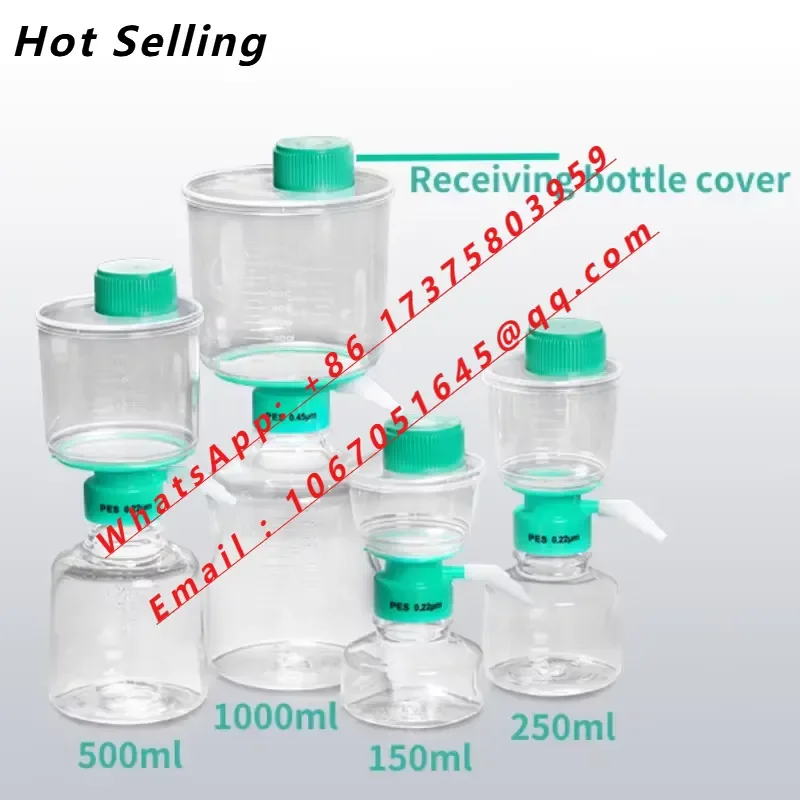 WEIAI 12Pcs Lab Vacuum Filter PES PVDF Nylon CA MCE Membrane 0.22/0.45um 150/250/500/1000mL Cell Media Sterile Bottle