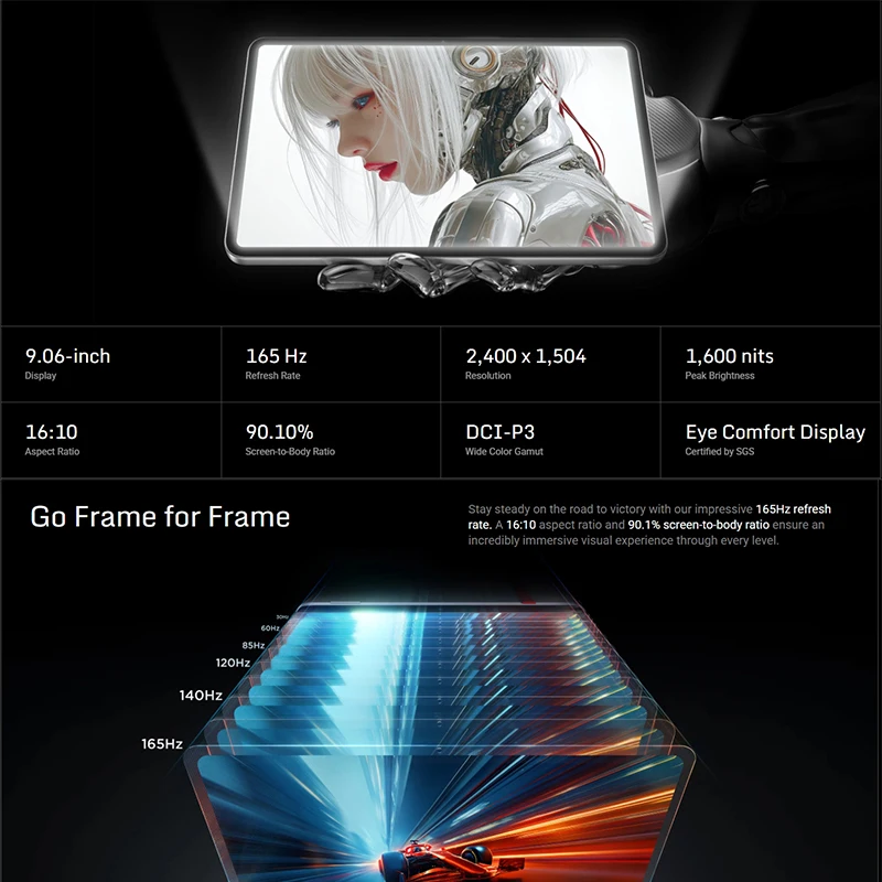 النسخة العالمية Redmagic Astra Gaming Tablet NP05J Snapdragon 8 Elite 9.06 "OLED 165 هرتز 2400 × 1504 13MP 8200mAh Type-C