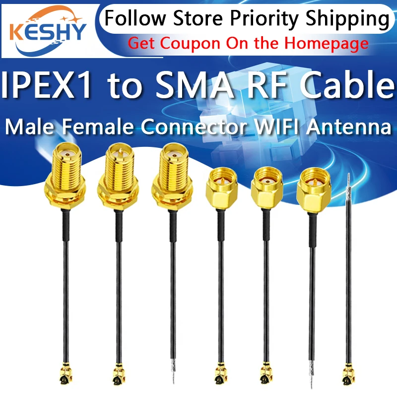 1PCS IPEX to SMA Connector 1.13 Cable SMA Male Female to uFL/u.FL/IPX/IPEX-1 RG1.13 RF Coaxial WIFI Antenna Extension Cable