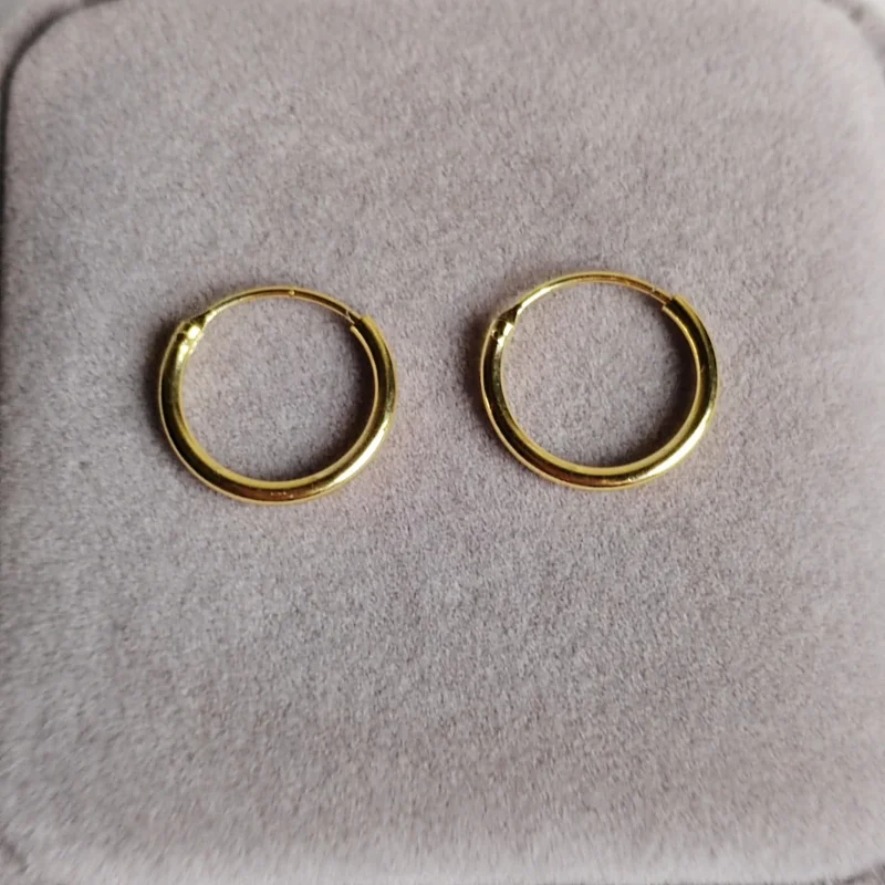 

Real 18K gold earrings Au750 gold non demoulding geometric simple earrings ear buckles women's boutique jewelry gifts E0133