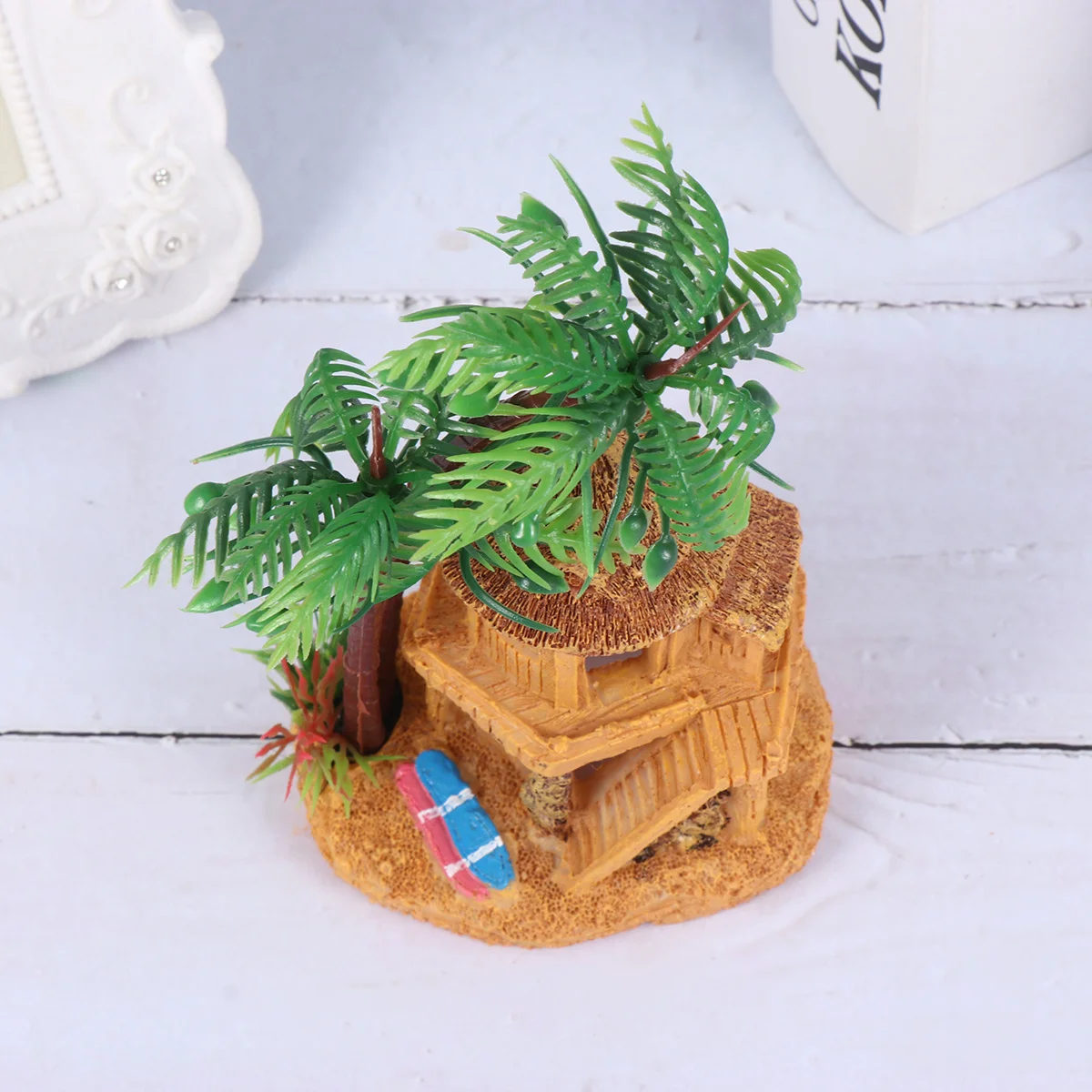 

Simulated Coconut Tree Aquarium Landscape Resin Creative Shelter Decoration for Fish Tank Natural Environment
