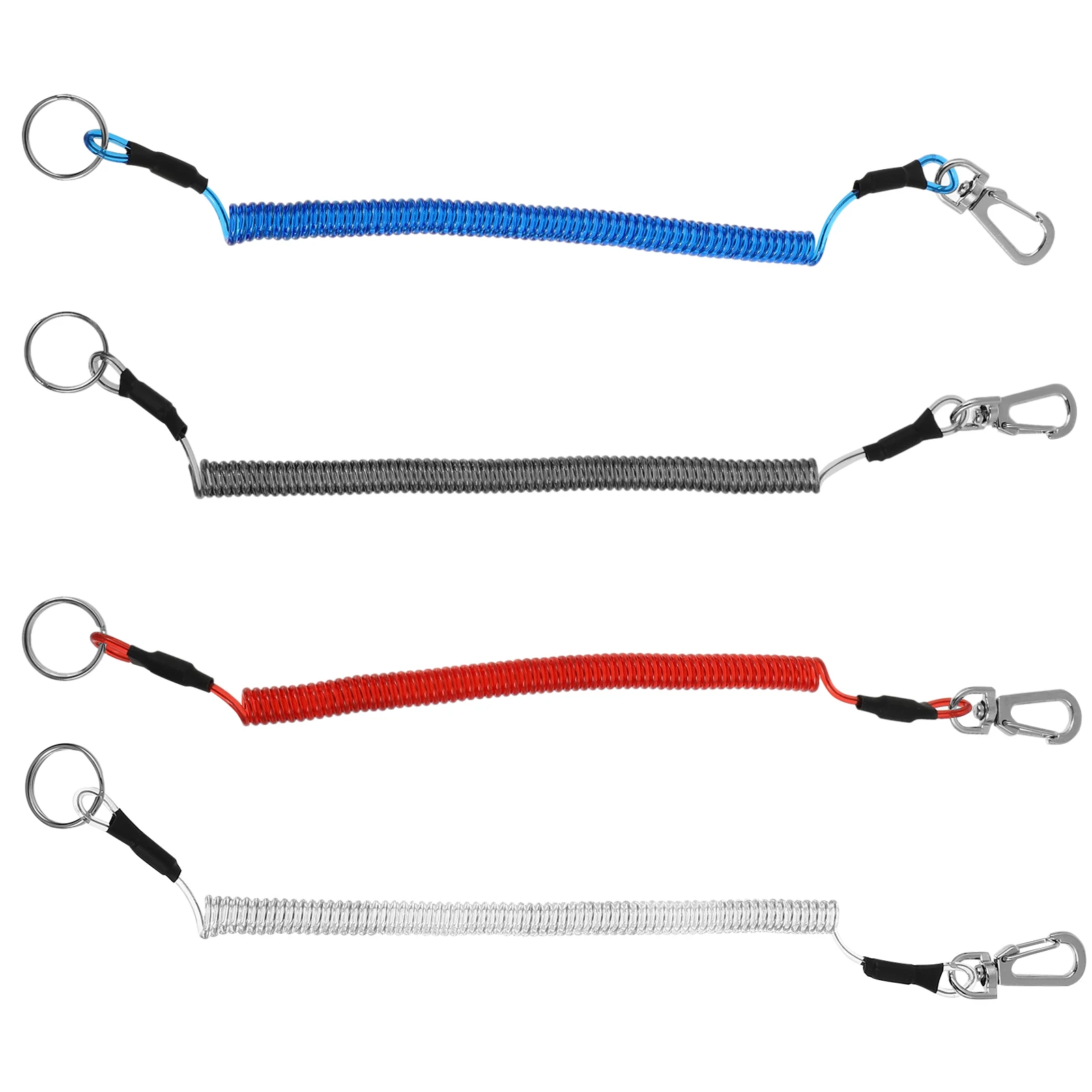 

4pcs Spring Coil Rope TPU Steel Wire Elastic Retractable Lanyard for Climbing Hiking Fishing Outdoor Activities