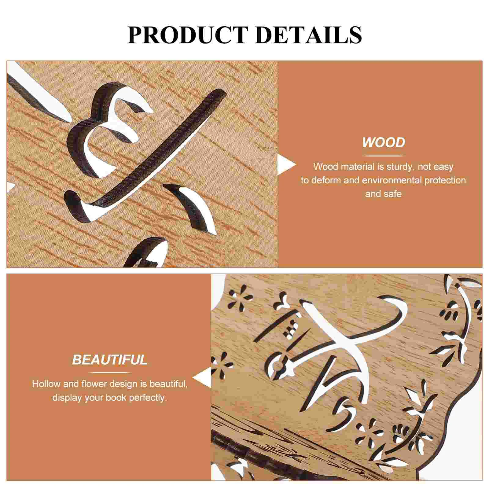 Bible Book Rack Bookshelves Koran Stand Bracket Tablet Riser Wooden Beautiful Quran