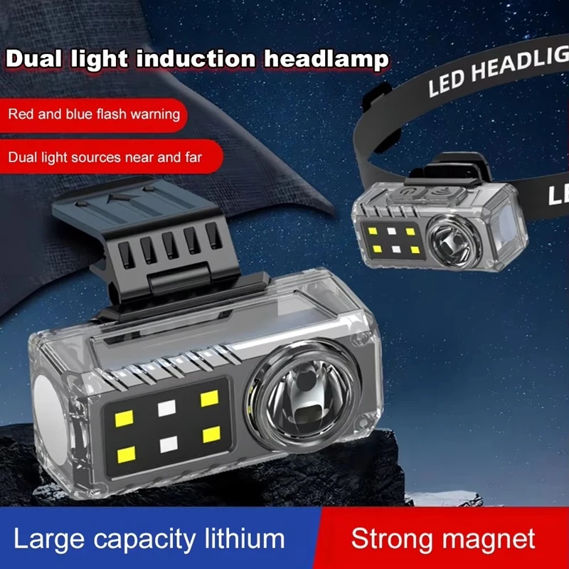 Hot AD-LED Induction Headlamp Motion Sensor Super Bright Headlight USB Charging Outdoor Headflashlight For Hiking Fishing