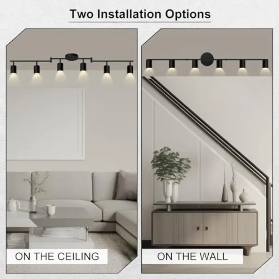 Track ing Fixtures Ceiling, Matte Black Kichen Track Lighting Fixtures with Rotatable Light Heads, Foldable Lamp Arms, Modern L - view 5