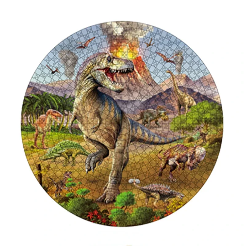 68*68cm Round Puzzle 1000 Pieces Paper Jigsaw Puzzles The Dinosaur Famous Paintings Series Learning Education Craft Toys Gifts