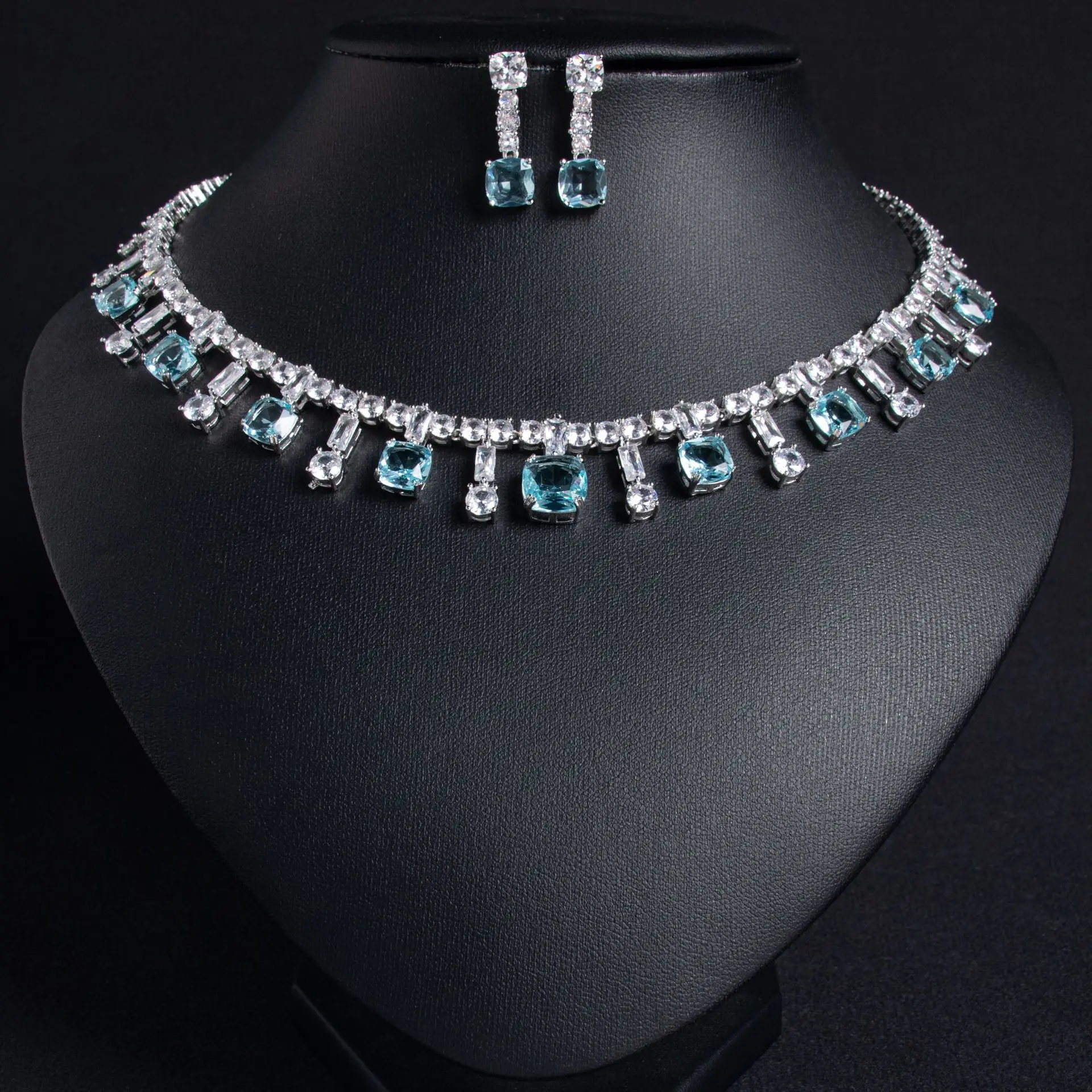 

HIBRIDE Sweet Square Unique Craft Jewellery Necklace Earrings Set Women's Dress Gift Holiday Speech Party Accessory S-476