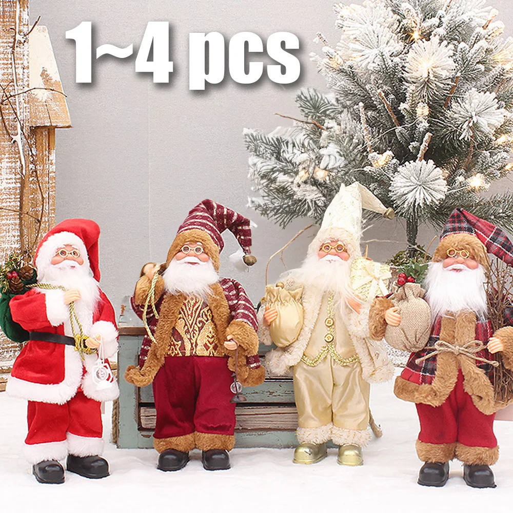 

1~4PCS 2025 Christmas Decoration for Home Santa Claus Plush Doll 30cm Navidad Party Decor Xmas Ornaments New Year Gift