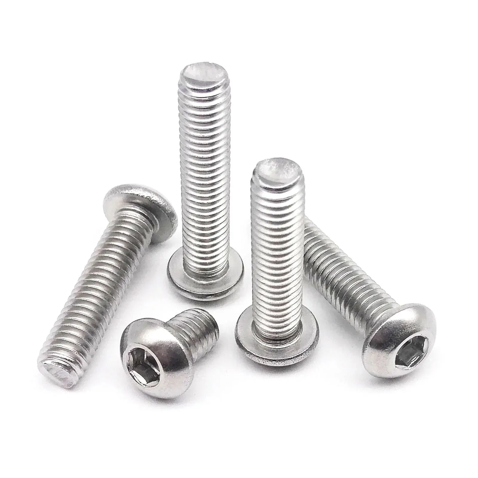 50pcs M3 Hexagon Hex Socket Head Button Allen Bolt Screw 304 A2-70 Stainless Steel Black Grade 10.9 Steel ISO7380 image 2
