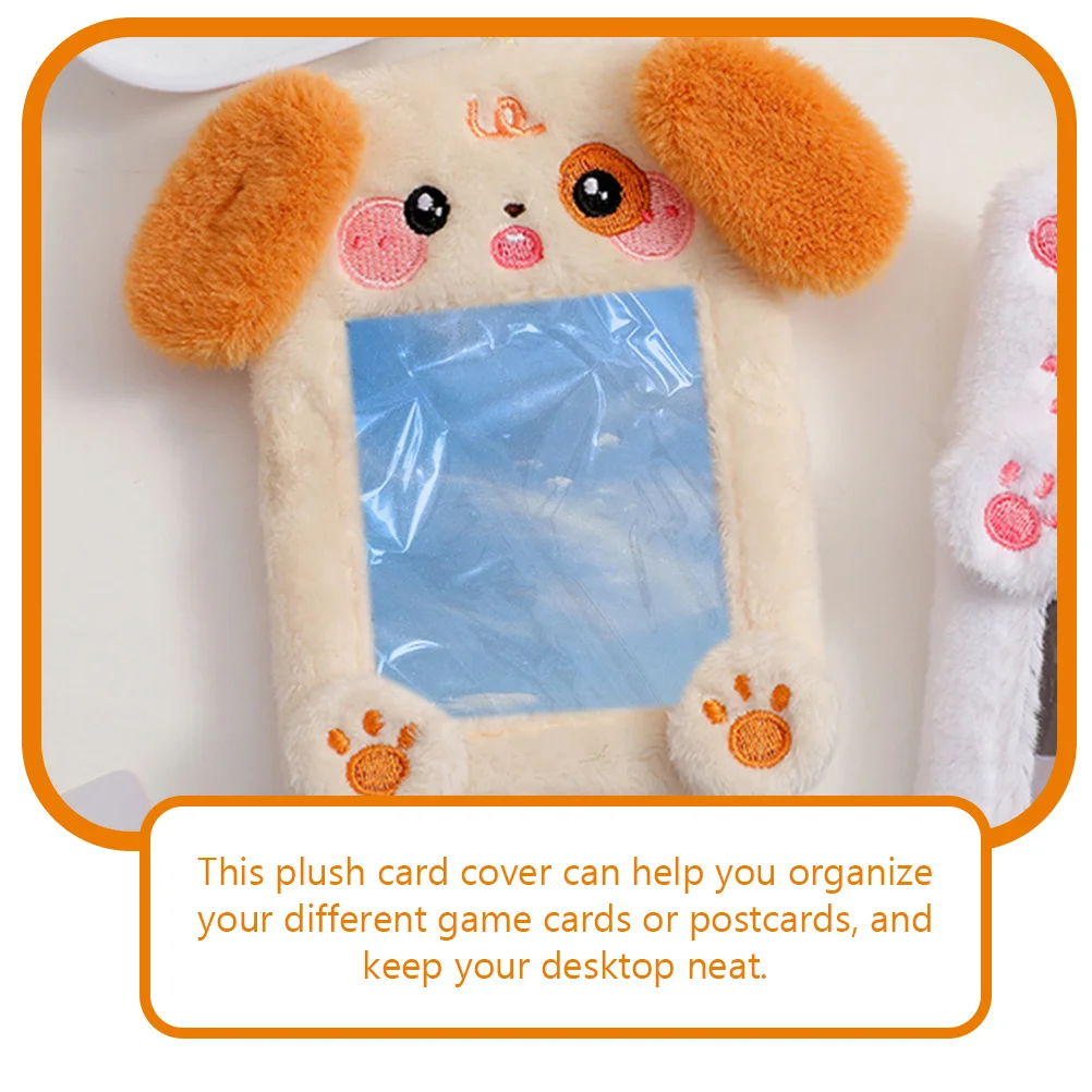 Plush Animal Card Holder Keychain Visible Id Cover Decorate Badge Postcards Sleeve Photo Cartoon