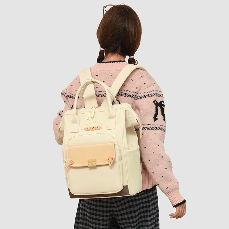 حقيبة ظهر نسائية أنيقة وبسيطة للسفر ذات سعة كبيرة من قماش أكسفورد حقيبة الأم المتينة خفيفة الوزن حقيبة ظهر نسائية كاجوال #3