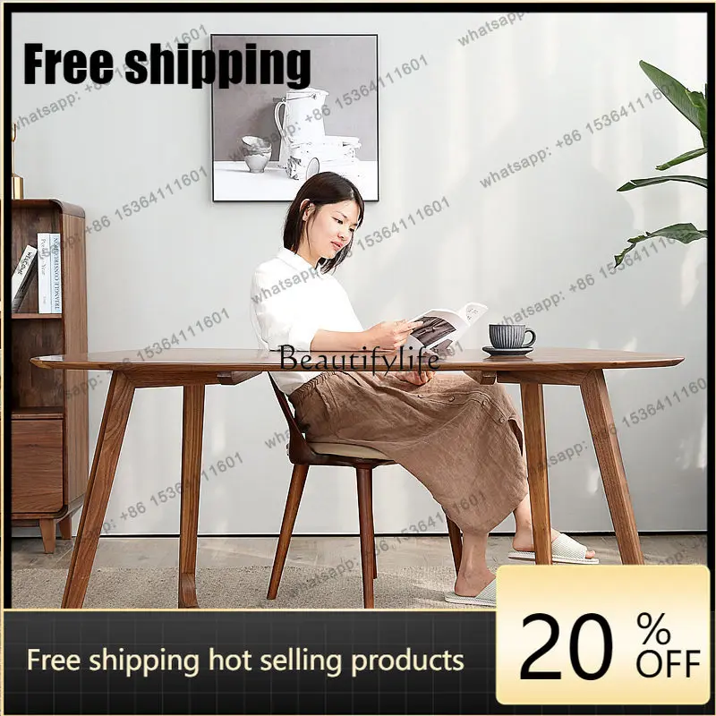 HJ North American black walnut desk solid wood light luxury new Chinese modern simplicity
