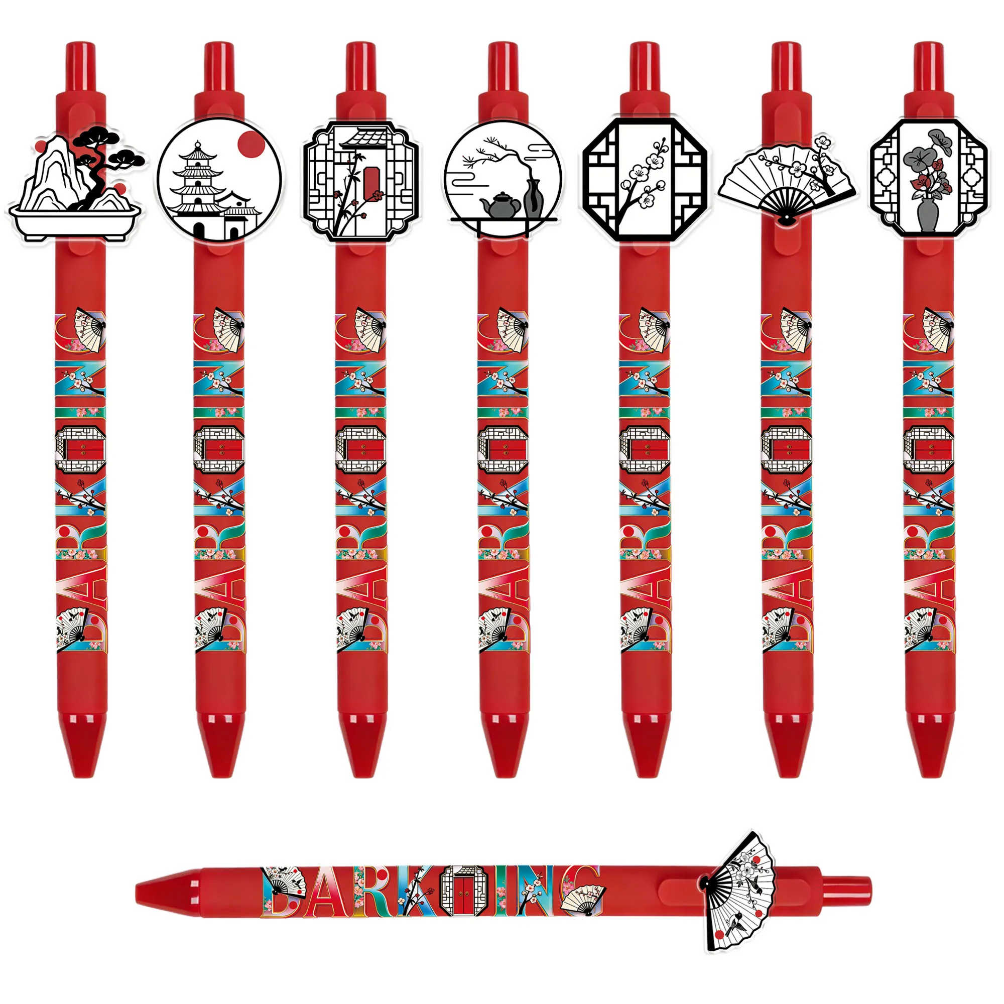 

8 pieces / 16 pieces Creative Ancient Style Series Ballpoint Pens - Ancient Style Silhouette Elements Push-Button Writing Pens