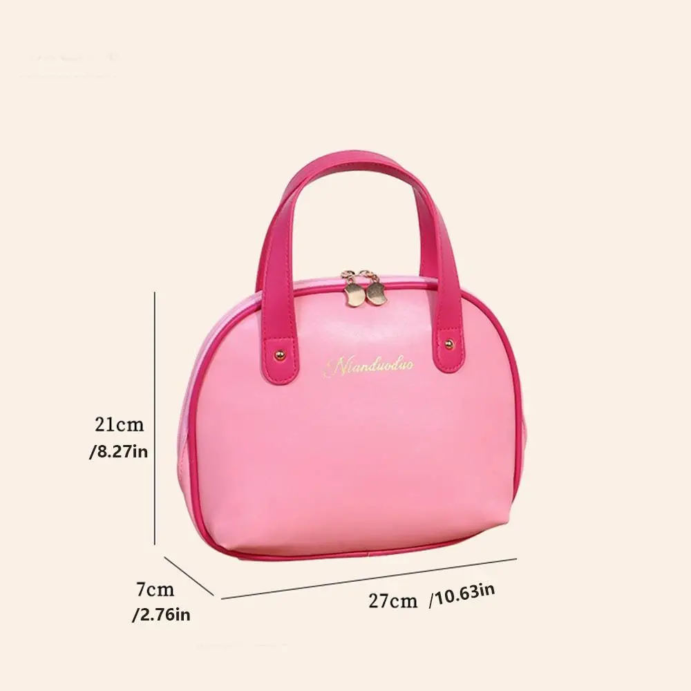 Large Capacity PU Cosmetic Bag Storage Container Dopamine Color Handheld Make Up Bag Waterproof With Compartments Washing Bag