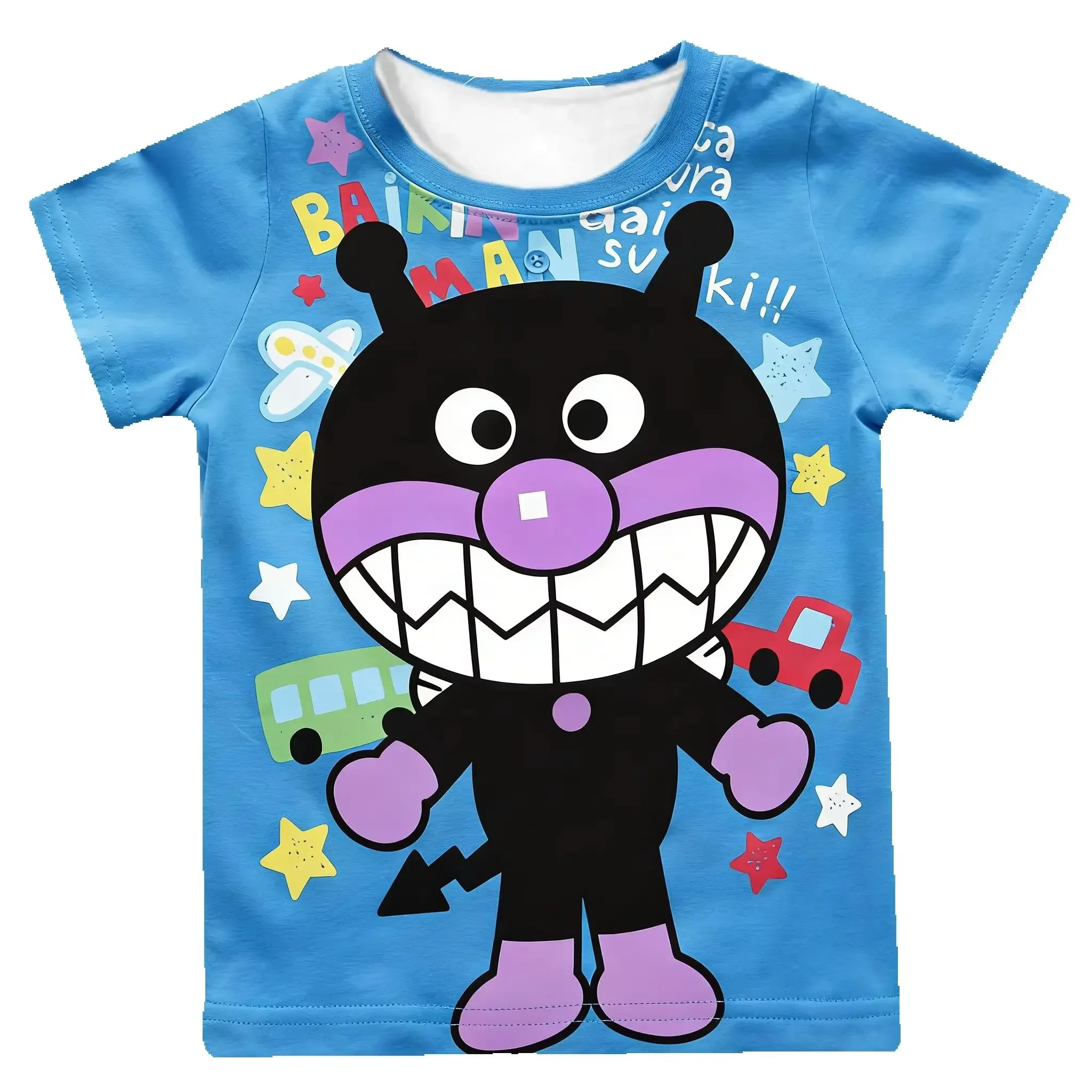 Anpanman Kinder-T-Shirt-Set, Baikinman Dokinchan, schnelltrocknendes Anime-Fan-T-Shirt für Jungen und Mädchen, Cartoon-Anime-Schnelltrocknungs-T-Shirt. – Detail 1