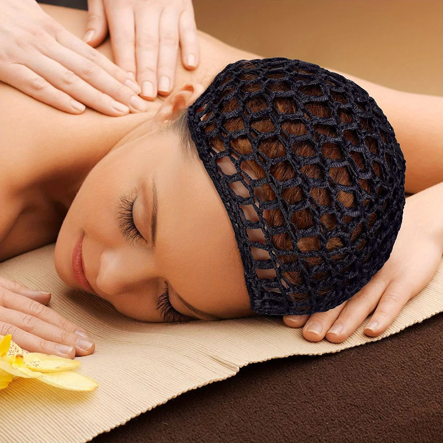 1 قطعة قبعات شعر مستعار أسود القطن لشعر مستعار النسيج غطاء شبكة قاعدة آلة صنع مع حزام قابل للتعديل شبكة الشعر للنوم ['\/. #5