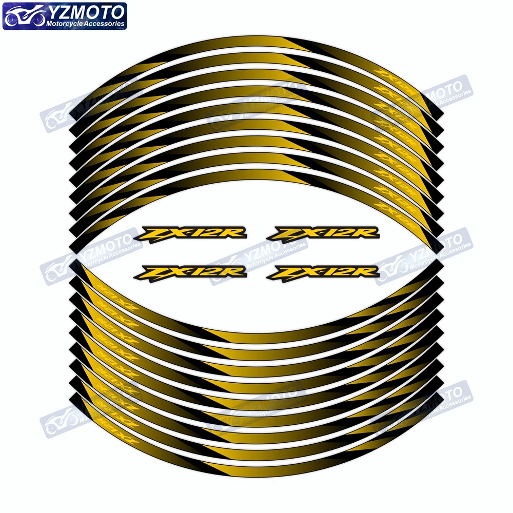 

For Kawasaki ZX-12R ZX12R Motorcycle 17 Inch Front And Rear Wheel Hub Sticker Decal Waterproof Reflective Rim Stickers