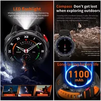 Nouvelle montre connectée T-Rex3 Pro 2026 avec batterie 1100 mAh, GPS, suivi d'activités sportives, étanchéité 5 ATM, boussole, pour activités de plein air et militaires 3