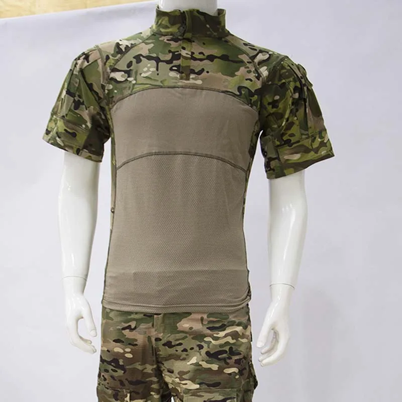 

AUKU Men's Hunting T-shirts Shorts 1/4 Zip Combat Shirts Outdoor Hiking Climbing Military Tees Camping Fishing Pullover Tops