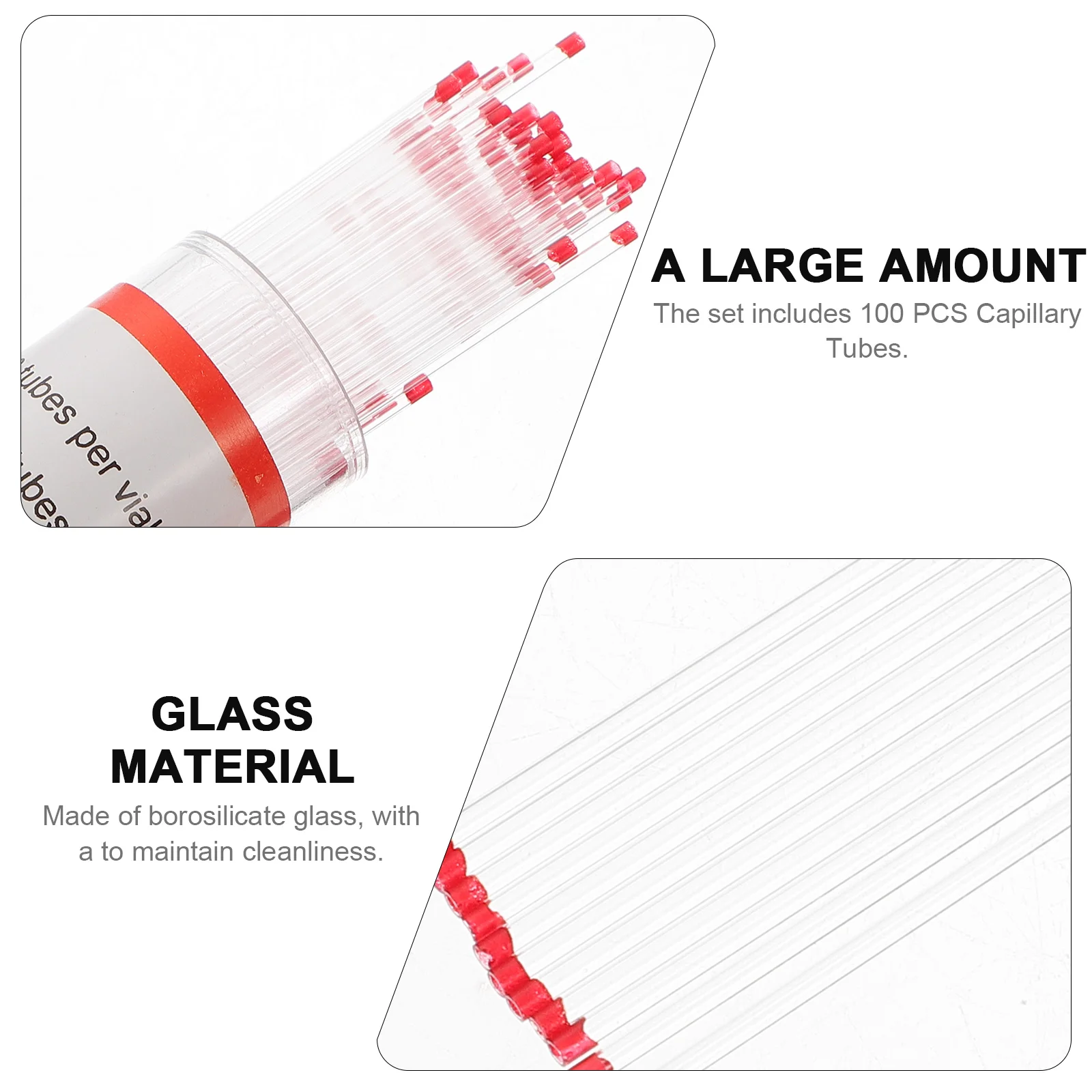 100 in 1 75mm Capillary Tube Micro Hematocrit ท่อละลายหลอดตัวอย่าง Supply Micro Hematocrit Capillary Tube