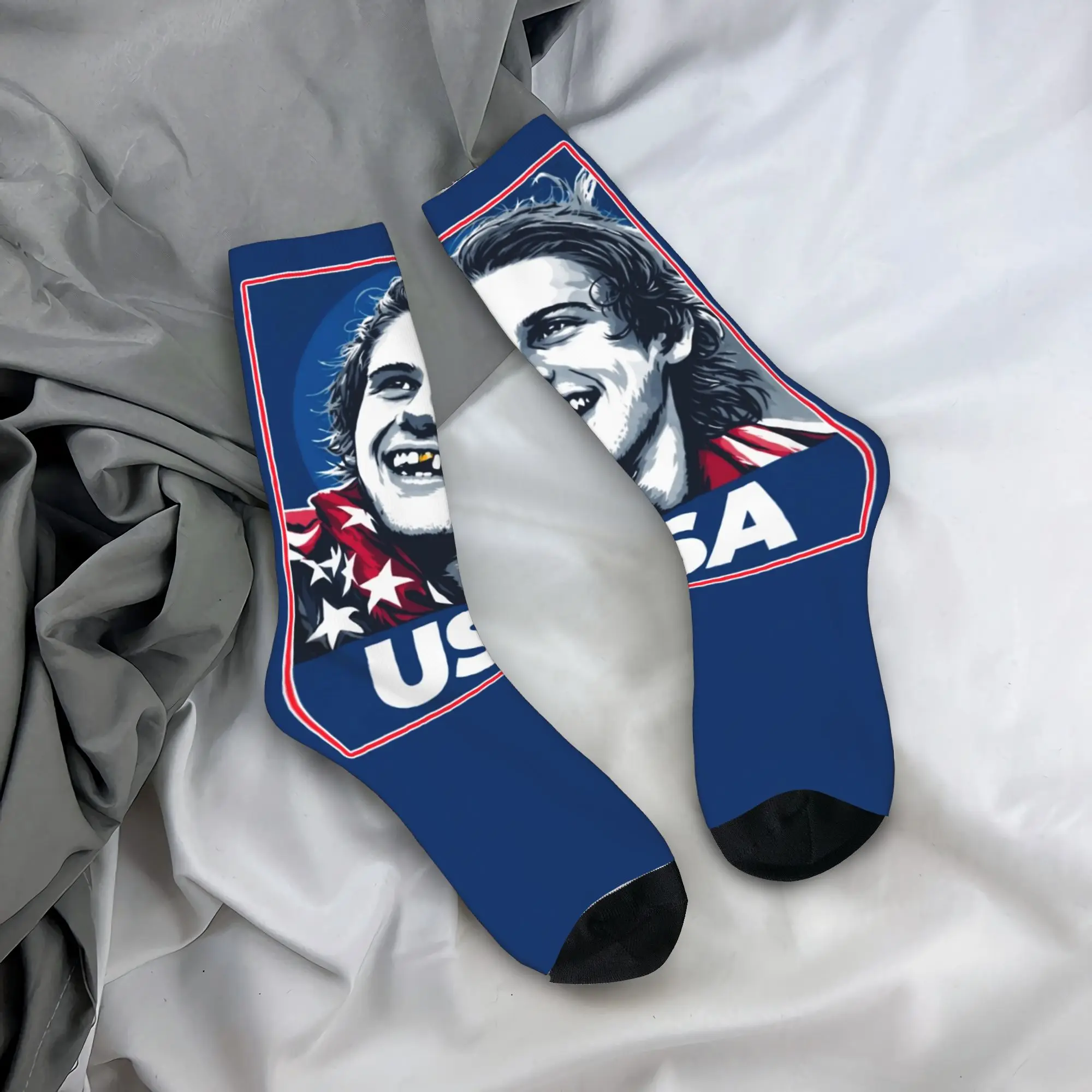 

Новые мужские носки Harajuku Jack Hughes USA Gold Medal Hockey Sock, полиэстеровые женские носки, весна-лето-осень-зима
