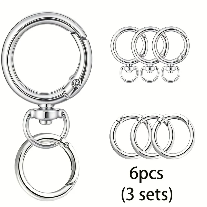 Open Key Rings, DIY Keychain Clips, Round Spring Hooks for Key Cord DIY Crafts, Zinc Alloy Swivel Keychain Clips